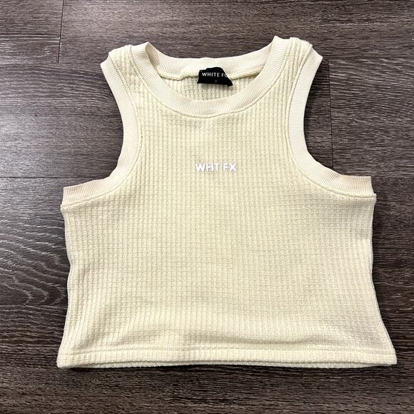 White Fox Boutique WHT FX Ribbed Cropped Tank Top Butter Yellow Size Large - Picture 8 of 13